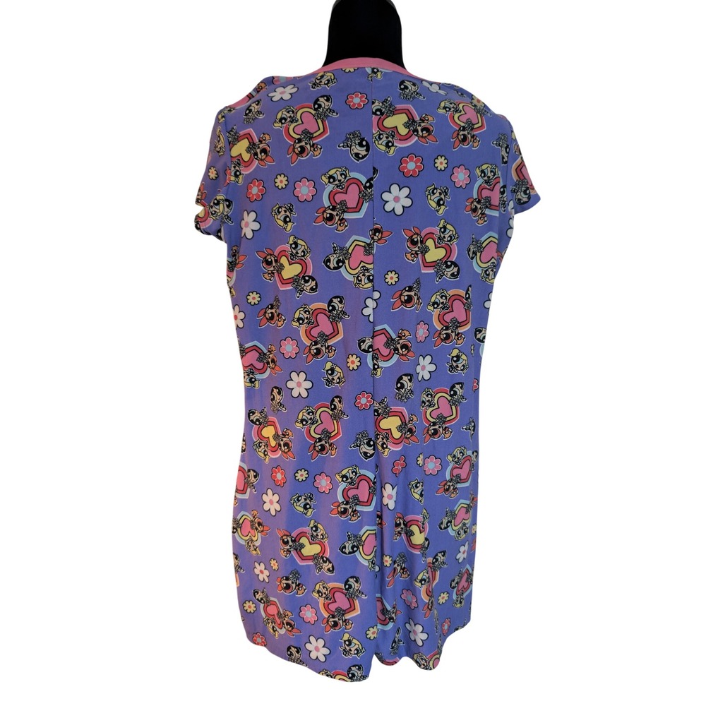 Powerpuff Girls Sleep Romper Purple Character Print Henley Pajamas 0586 - Picture 4 of 4